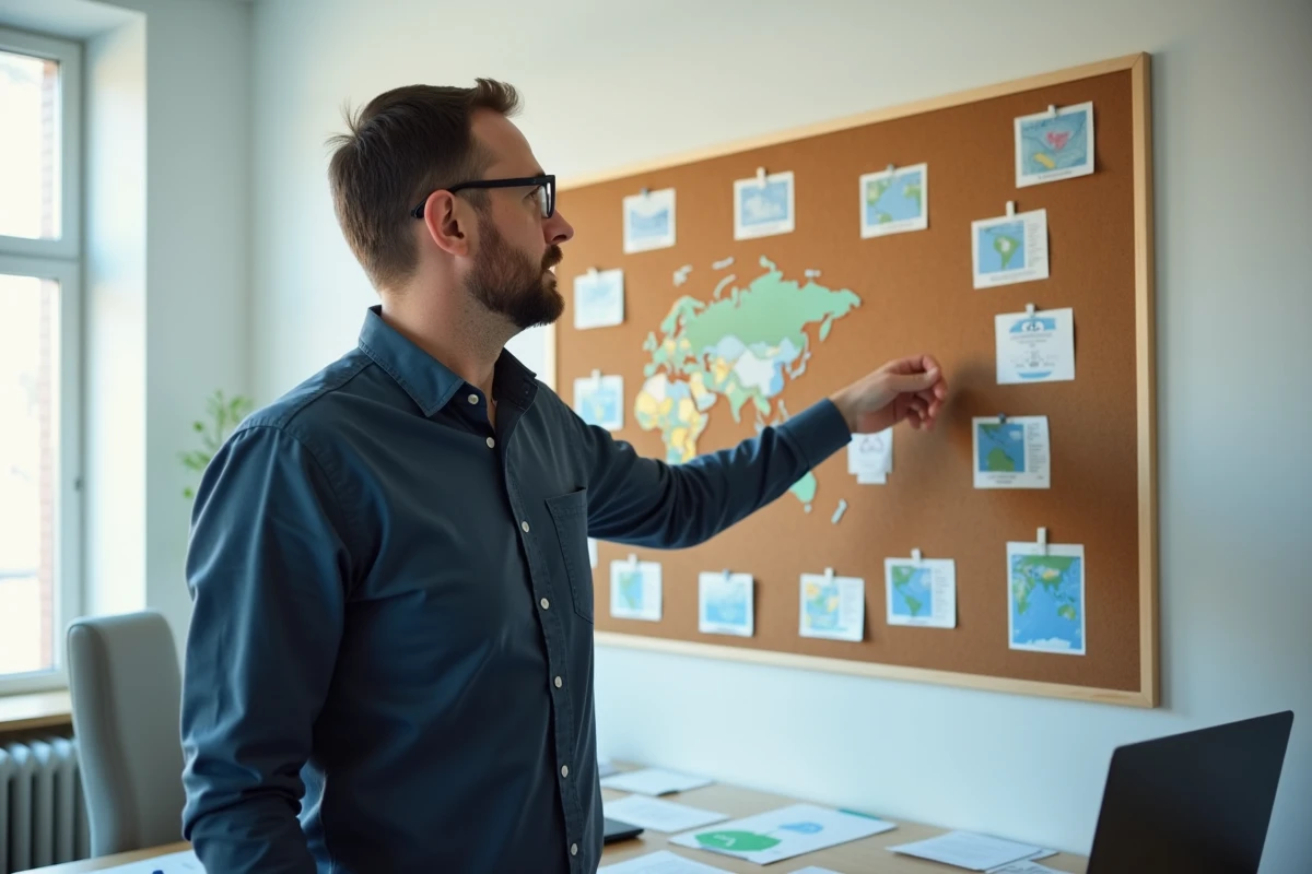 Chercheur devant un tableau de recherche sur les pays et villes dont le nom commence par X