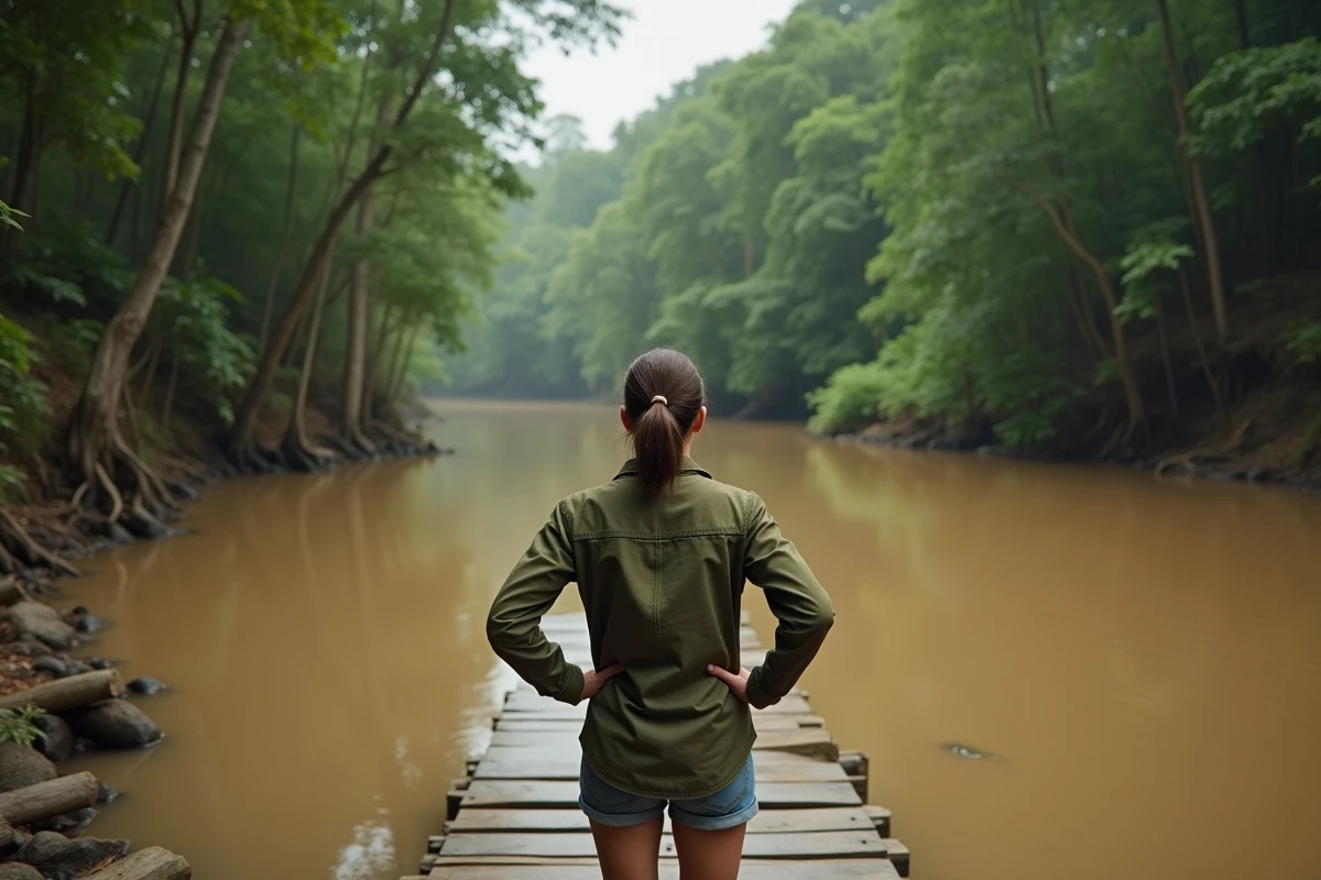 Femme brésilienne regardant la rivière Amazonie