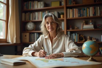 Femme consultant un atlas et des notes sur les noms de villes en X acceptés en 2026