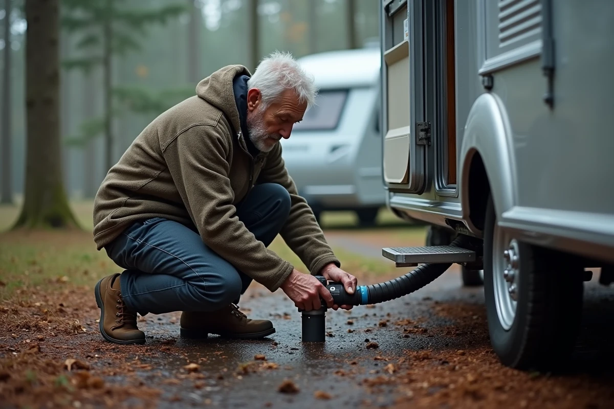 Homme réparant un tuyau d
