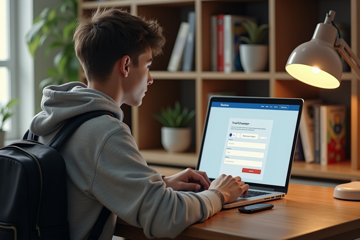 Jeune homme utilisant un ordinateur pour changer de nom