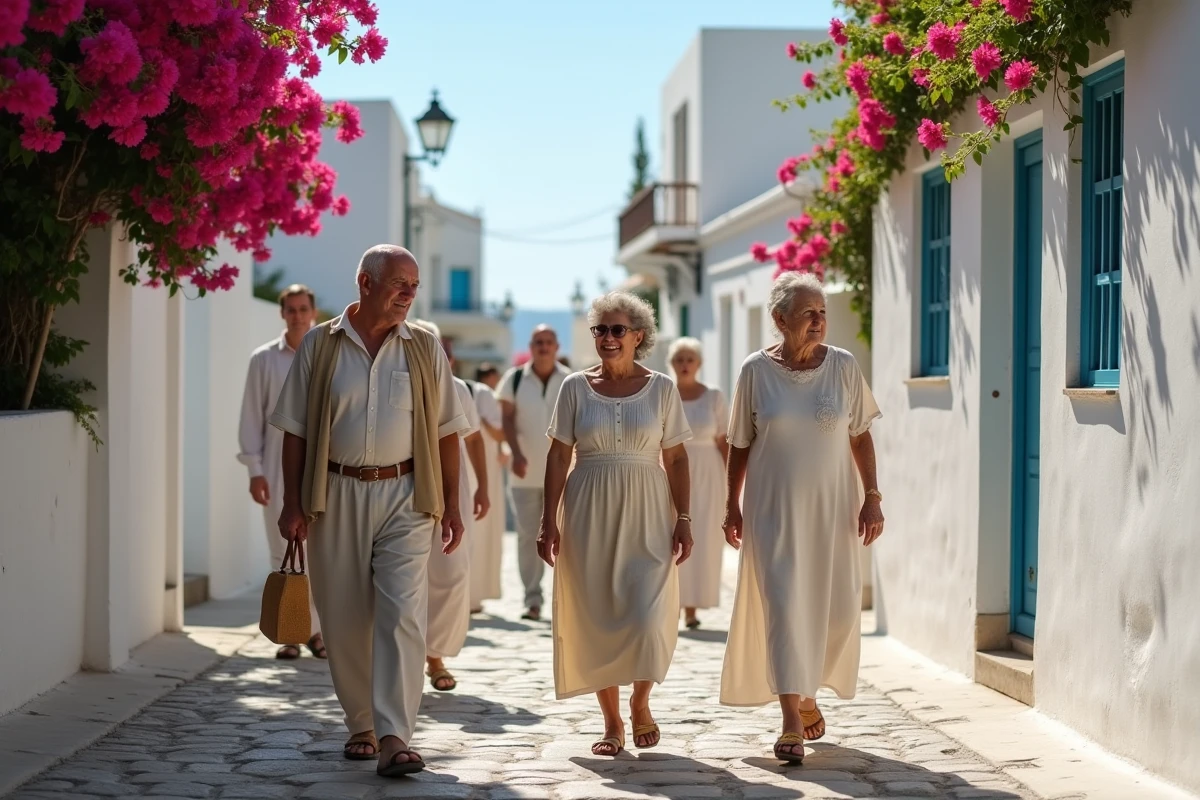 Groupe de personnes en costume traditionnel &agrave; Tinos